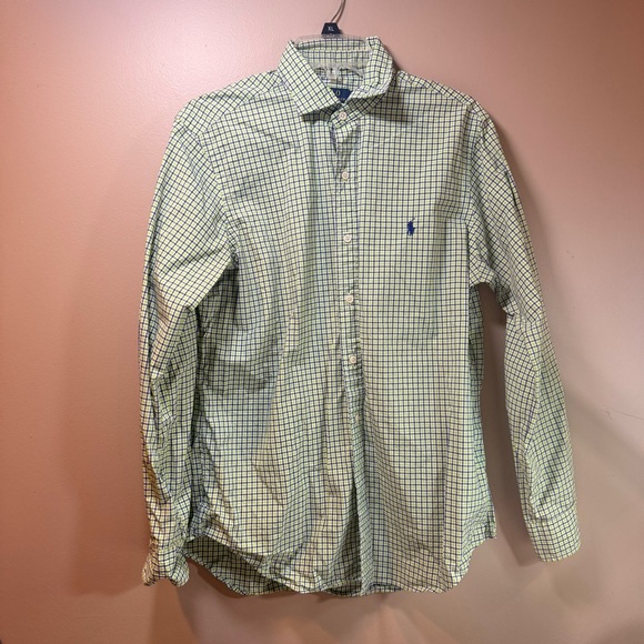 Polo Ralph Lauren Oxford Shirt Mens Medium Green/Blue Plaid Pony Preppy Luxury - Picture 2 of 8